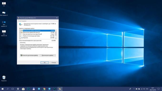 Cum de a accelera Windows 10. curățați discul