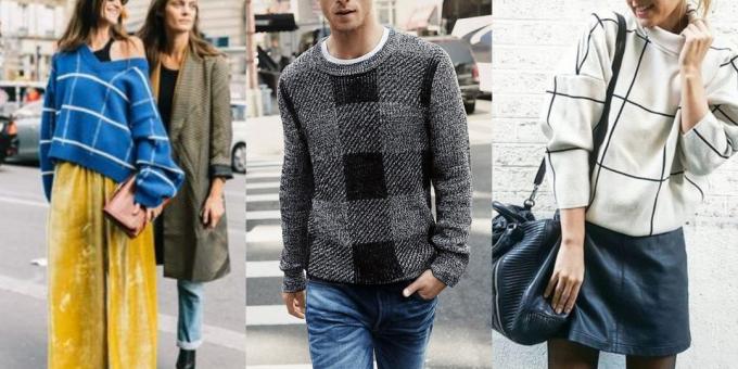 pulovere și Cardigan la modă, 2018-2019: un model într-o cușcă