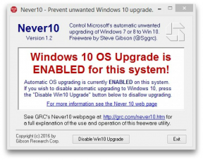 Never10 nu permite Microsoft forțat să actualizeze sistemul de operare la Windows 10