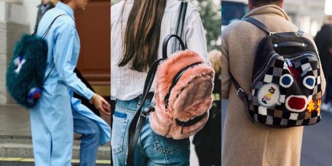 Cele mai rucsacurile modă 2018: rucsac cu blană