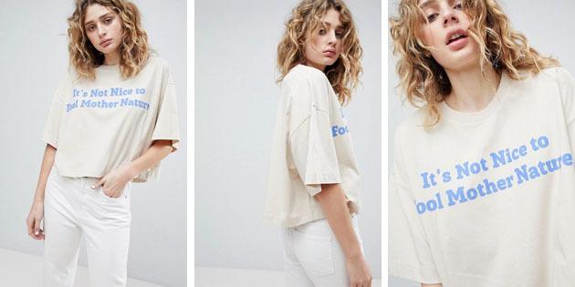 Femei moda tricouri din magazinele europene: Weekday scurtat tricou cu decolteu rotund