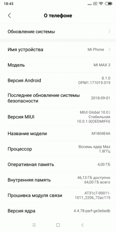 recenzie Xiaomi Mi Max 3: Versiune