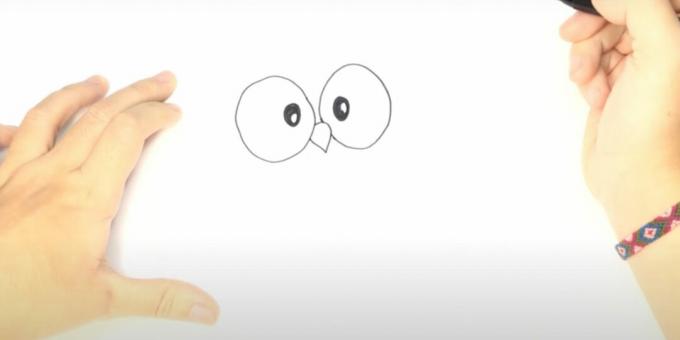 Cum să desenezi o bufniță: atrage ochii și ciocul