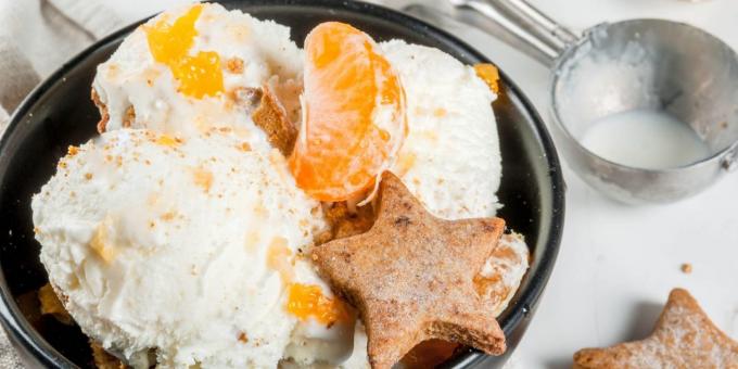 înghețată mandarină cu smântână și lapte condensat