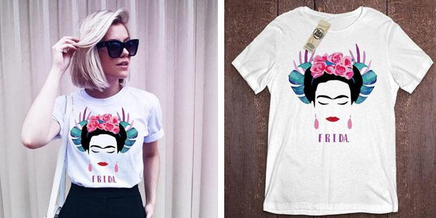 Femei de moda tricouri cu AliExpress: T-Shirt Frida Kahlo