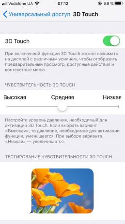 Sensibilitate reglabilă 3D Touch