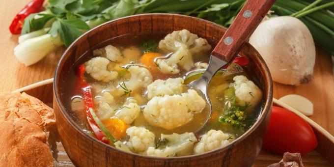 Supa cu conopidă, linte și legume