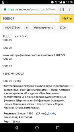 „Yandex“: calcule în bara de căutare