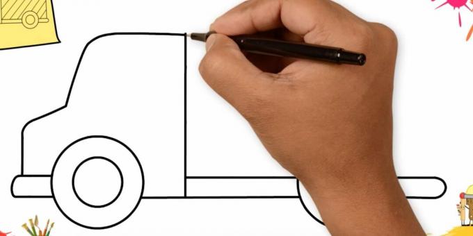 Cum să desenezi un camion: desenează partea din față a mașinii