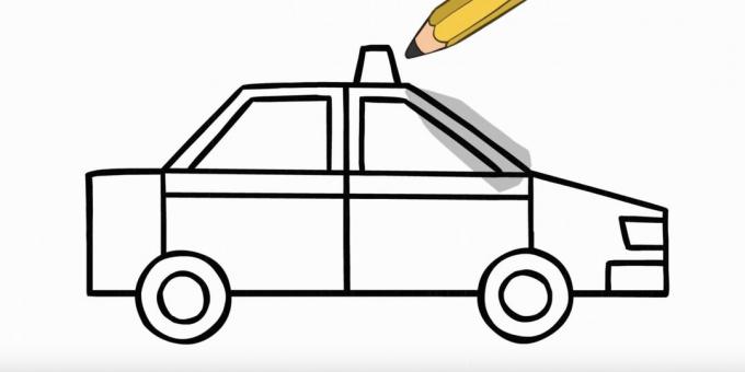 Cum să desenezi o mașină: desenează faruri și un far