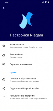 Lansatorul pentru Android Niagara Launcher: Setări