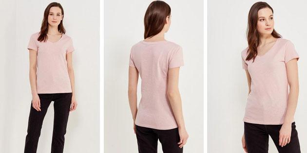 femei de bază T-shirt de la magazinele europene: T-shirt Sela culoare trandafir prăfuit