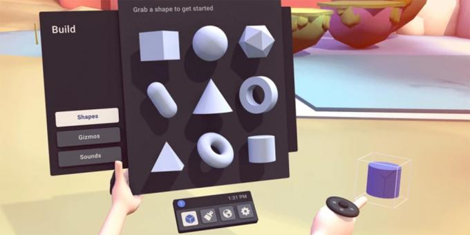 Creați articole în joc on-line pentru VR-ochelari Facebook Horizon