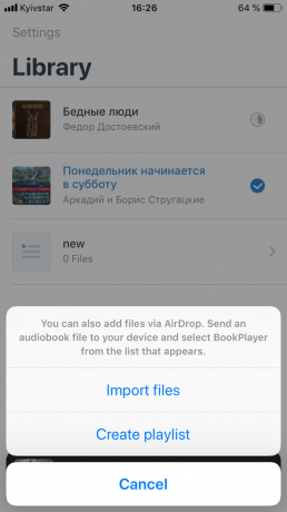 Player pentru audiobooks BookPlayer: fișiere Importarea