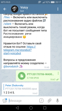 Telegramă-bot Voicy convertește voce în text
