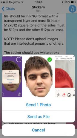 Cum de a face autocolante pentru Telegrama: trimite fotografia ca un fișier