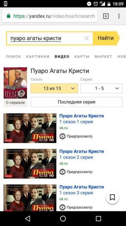 „Yandex“: căutare pentru seria de sezon
