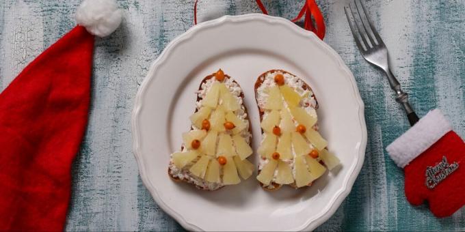Sandvișuri de Revelion cu ananas și bastoane de crab