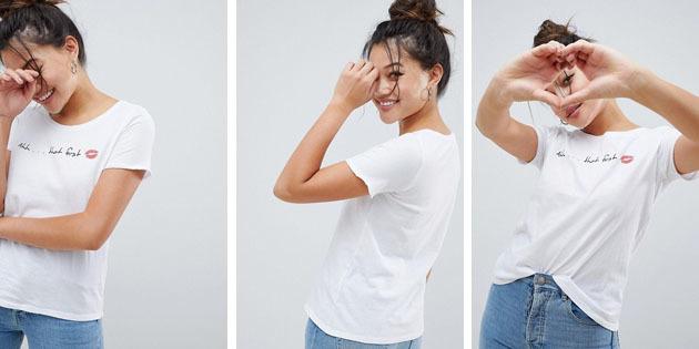 Femei de moda tricouri magazinele europene: T-Shirt Doar Primul sărut stil clasic