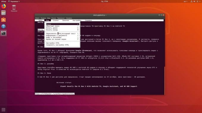 terminale Linux vă permite să navigați pe Internet