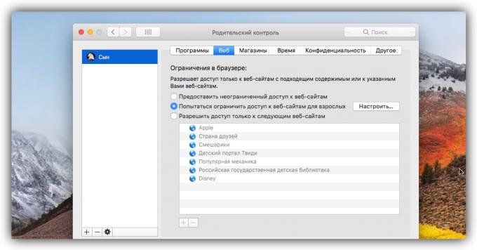 Cum de a bloca un site în MacOS cu funcții de control parental