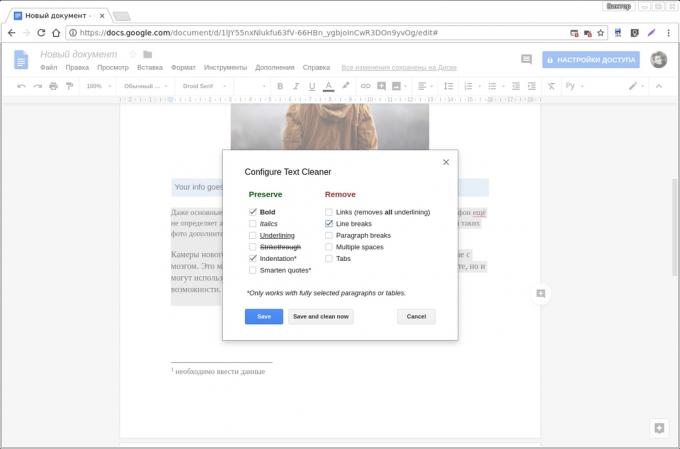 Documente Google add-on: Text Cleaner