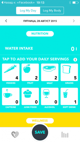 BodyWise pentru iOS: dieta