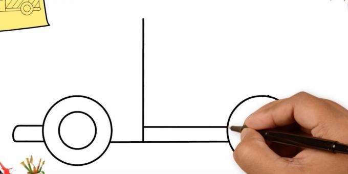 Cum să desenați un camion: adăugați două linii drepte