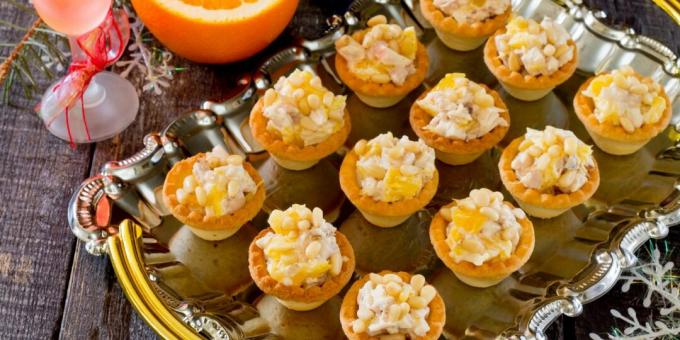 Tartele cu pui si portocale. Aperitiv original pentru Anul Nou