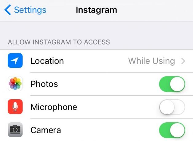 Controlul accesului la informațiile de aplicare în iOS Instagram 9