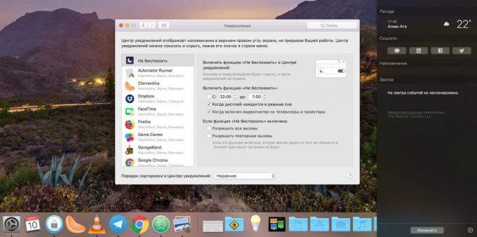Setări MacOS sistem: Pentru a deschide setările pentru notificări