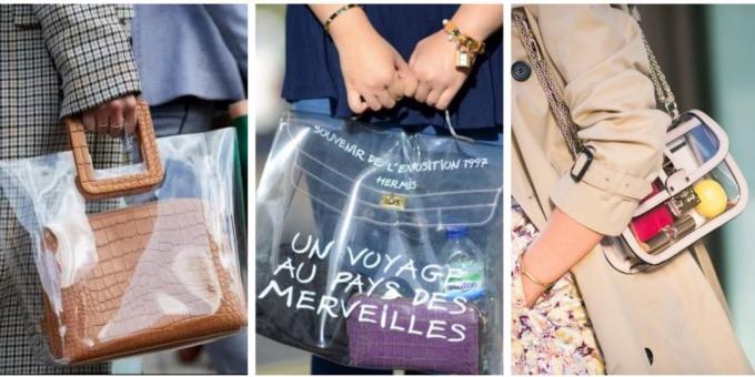 Moda genți de mână 2018: sac sac transparent