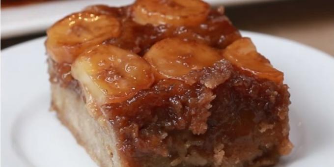 Banana prăjituri: tort inversata banane caramelizate