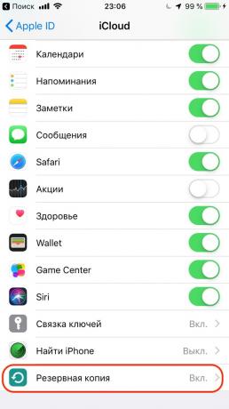 Configurarea Apple iPhone: backup Configurare