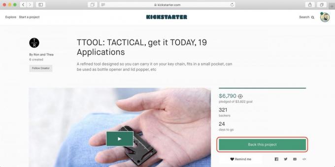 Cum de a cumpăra de pe Kickstarter: Deschideți pagina ti-a placut proiectul și a citit termenii campaniei