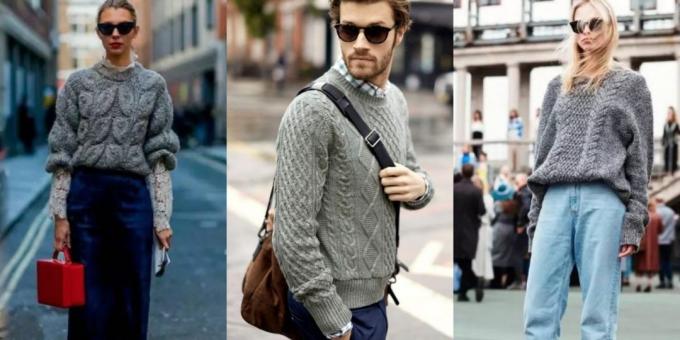 pulovere la modă 2018-2019: pulover gri clasic