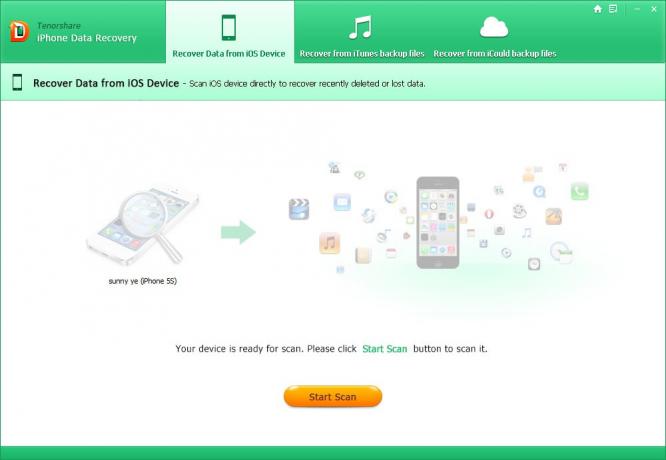 Tenorshare iPhone de recuperare de date: Start Scan