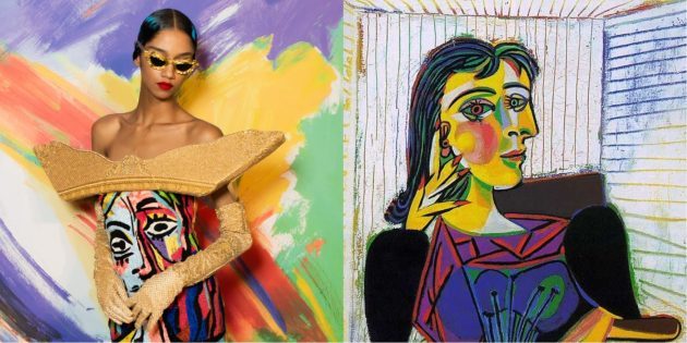 Modelul Moschino și Picasso "Portretul lui Dora Maar".
