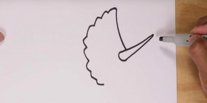 Cum să desenați un Triceratops: adăugați un corn