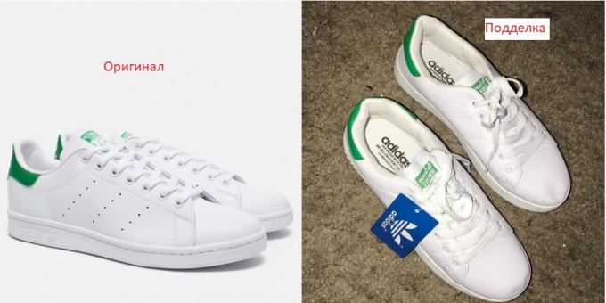 pantofi originale și contrafăcute Adidas