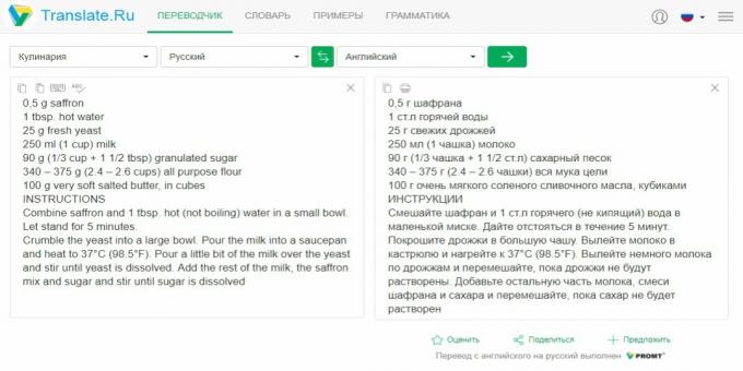 Translate.ru: rețete