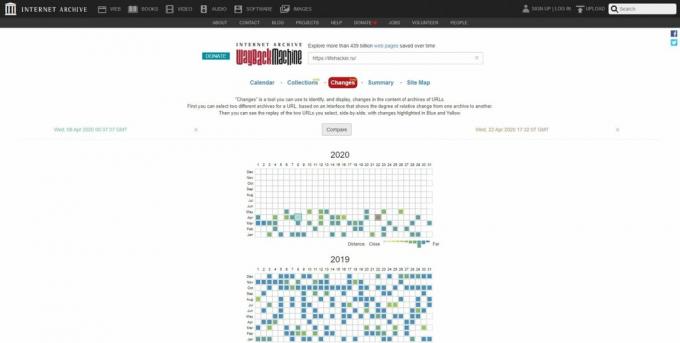 Arhivă web: comparați două copii