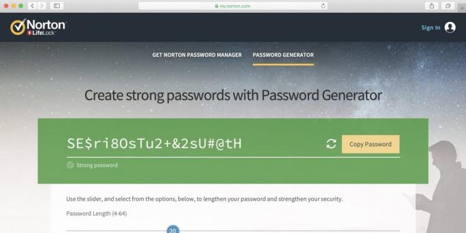 Generator Norton Password Manager Parola