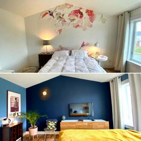 renovare în dormitor înainte și după
