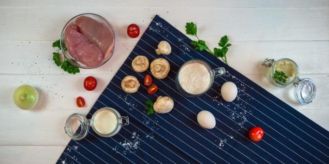 Quiche cu pui și ciuperci Ingrediente: