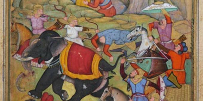 Tamerlane atacă armata sultanului din Delhi