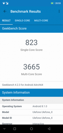 Prezentare generală smartphone Ulefone X: Geekbench
