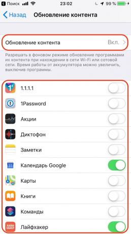 Configurarea Apple iPhone: activați Actualizarea aplicațiilor în fundal