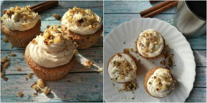 Cupcakes din sirop de arțar și nuci de unt: o rețetă simplă