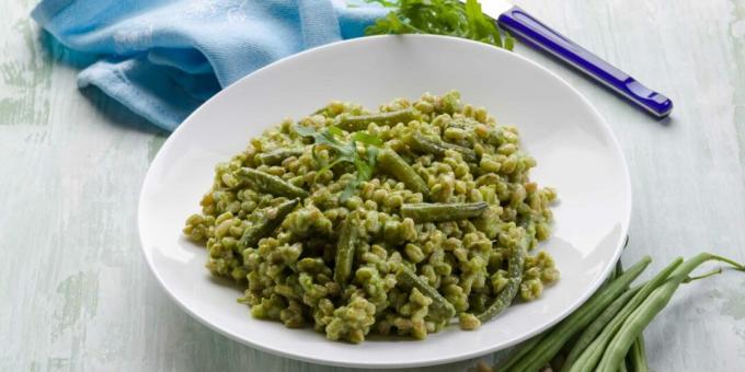 Spelta cu fasole si pesto de rucola